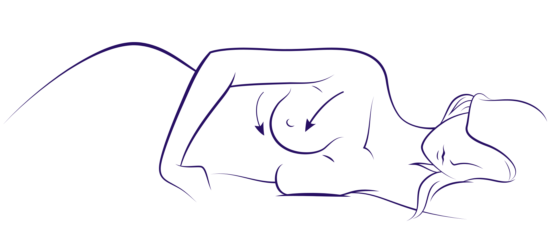 drawing of woman sleeping on her side illustration the use of an anti-wrinkle bra